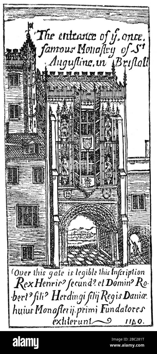 Great Gatehouse from Millerd's Map of Bristol. Stock Photo