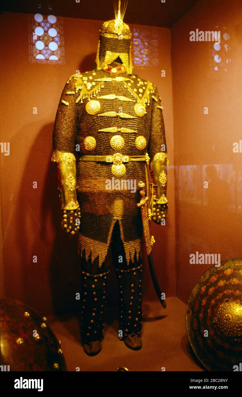 Istanbul Turkey Topkapi Palace Museum Sultan Mustafa III Jewel encrusted Suit of Armour 18th century Stock Photo
