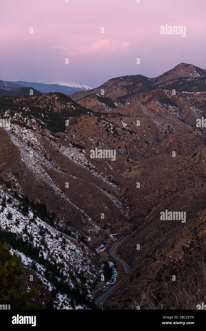 Sunrise from Lookout Mountain - Golden, Colorado. Stock Photo