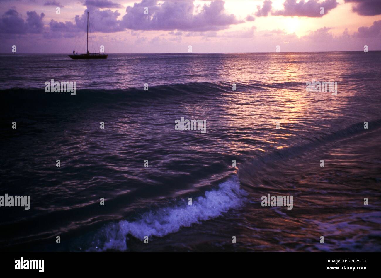Frigate Bay Resort  St Kitts  Caribbean Sea Sunset Stock Photo