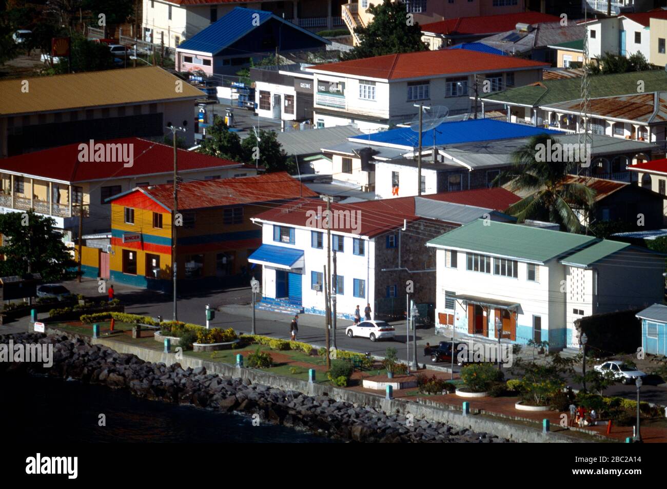 Anse la Raye St Lucia Houses close to the Bay Satellite Dish Stock Photo