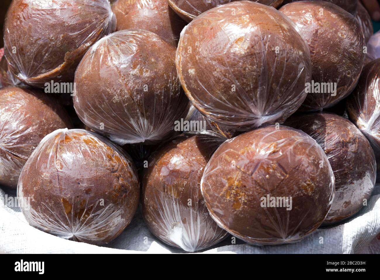 A ball of palm sugar in Indonesia market Stock Photo