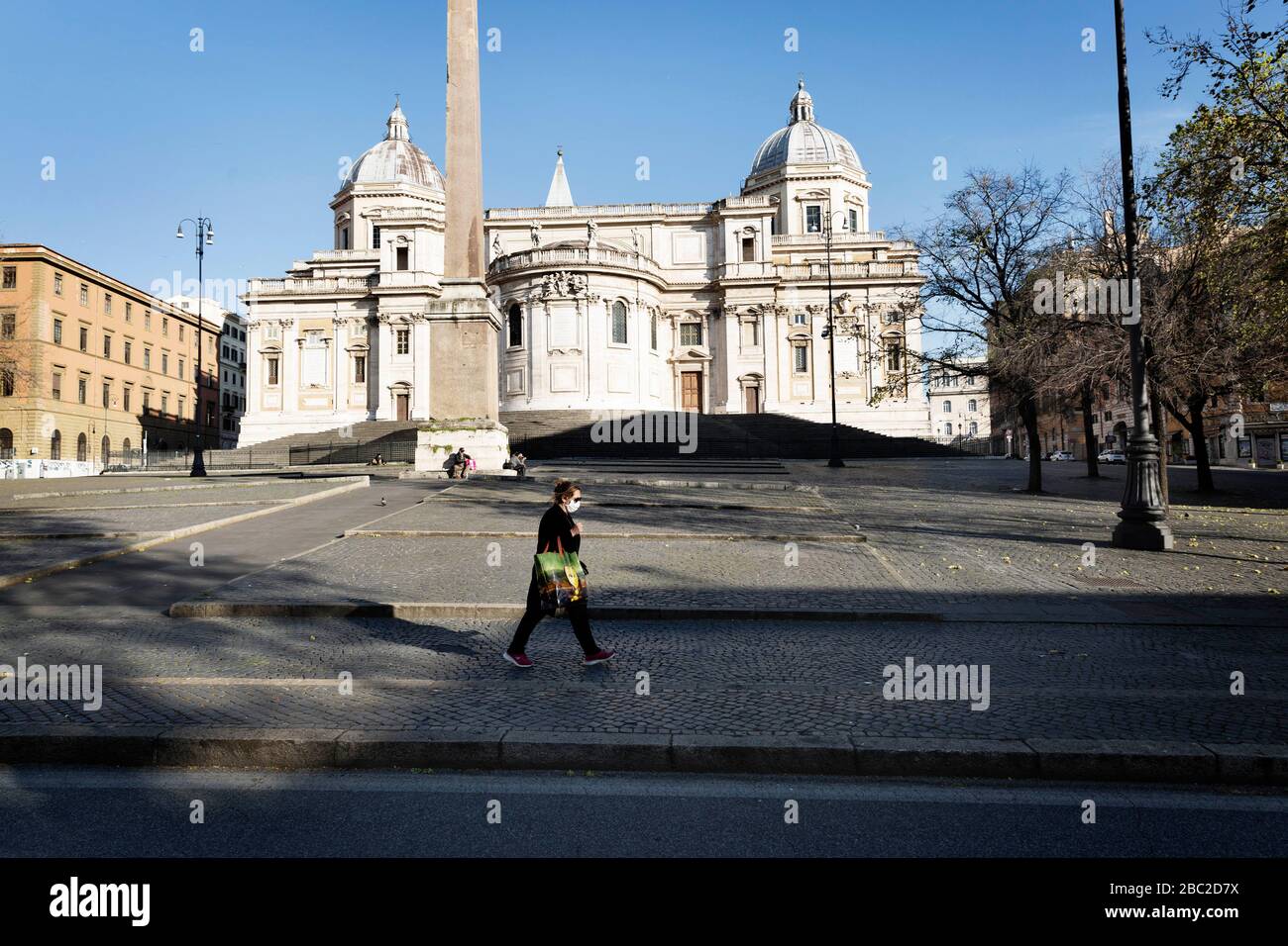 April 2, 2020, Roma, Roma, Italy: Coran Virus, COD-19, emergency in the streets of Roma..The Italian Government has adopted the measure of a national lockout by closing all activities, except for essential services in an attempt to fight Coronavirus (COVID-19) .All the city, as all the whole country, is under quarantine and the movement are restricted to the necessary. .The streets of the city are empty and controled by the amry. (Credit Image: © Matteo Trevisan/ZUMA Wire) Stock Photo