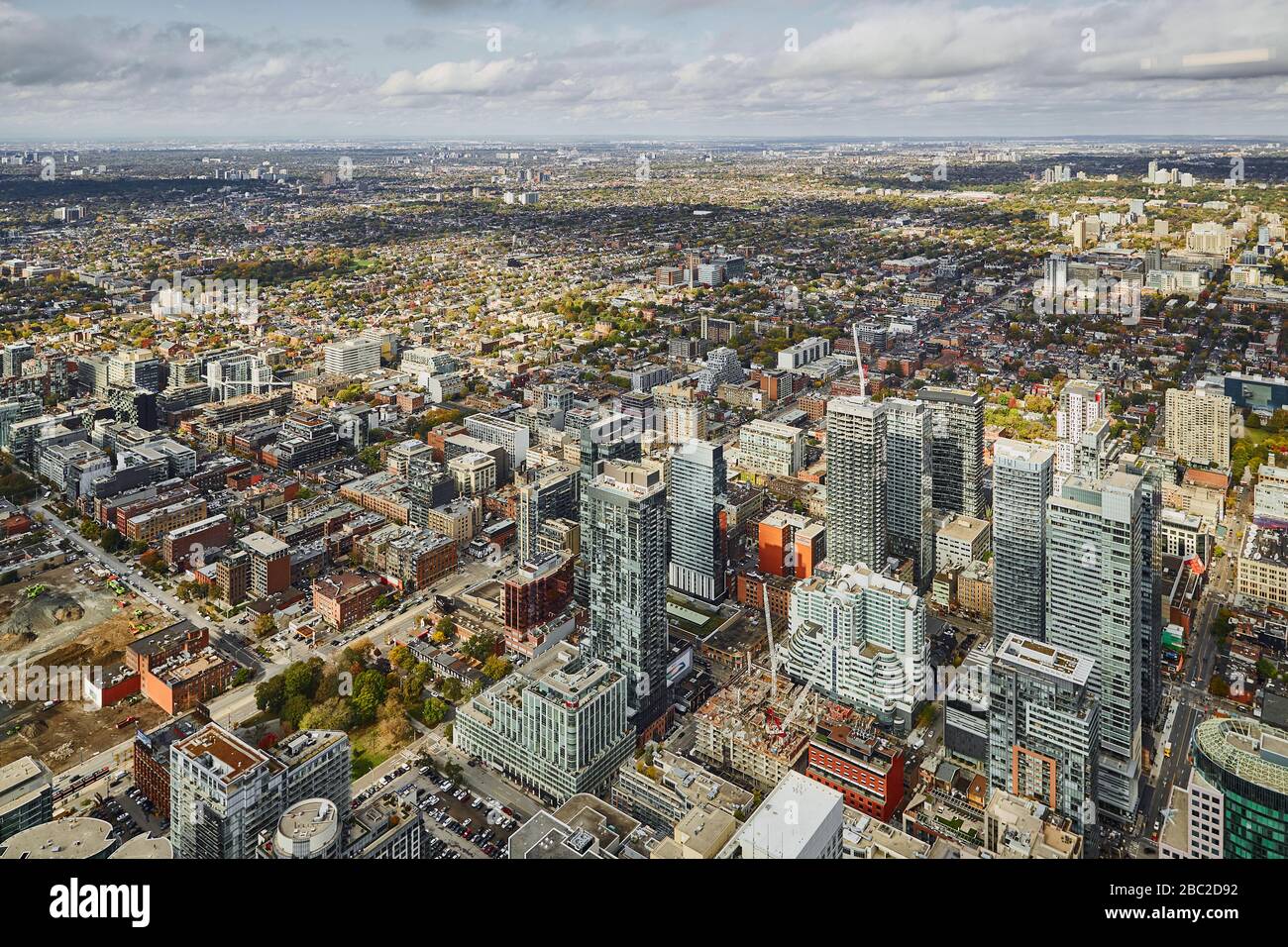 Looking out across Toronto from the CN Tower. Stock Photo