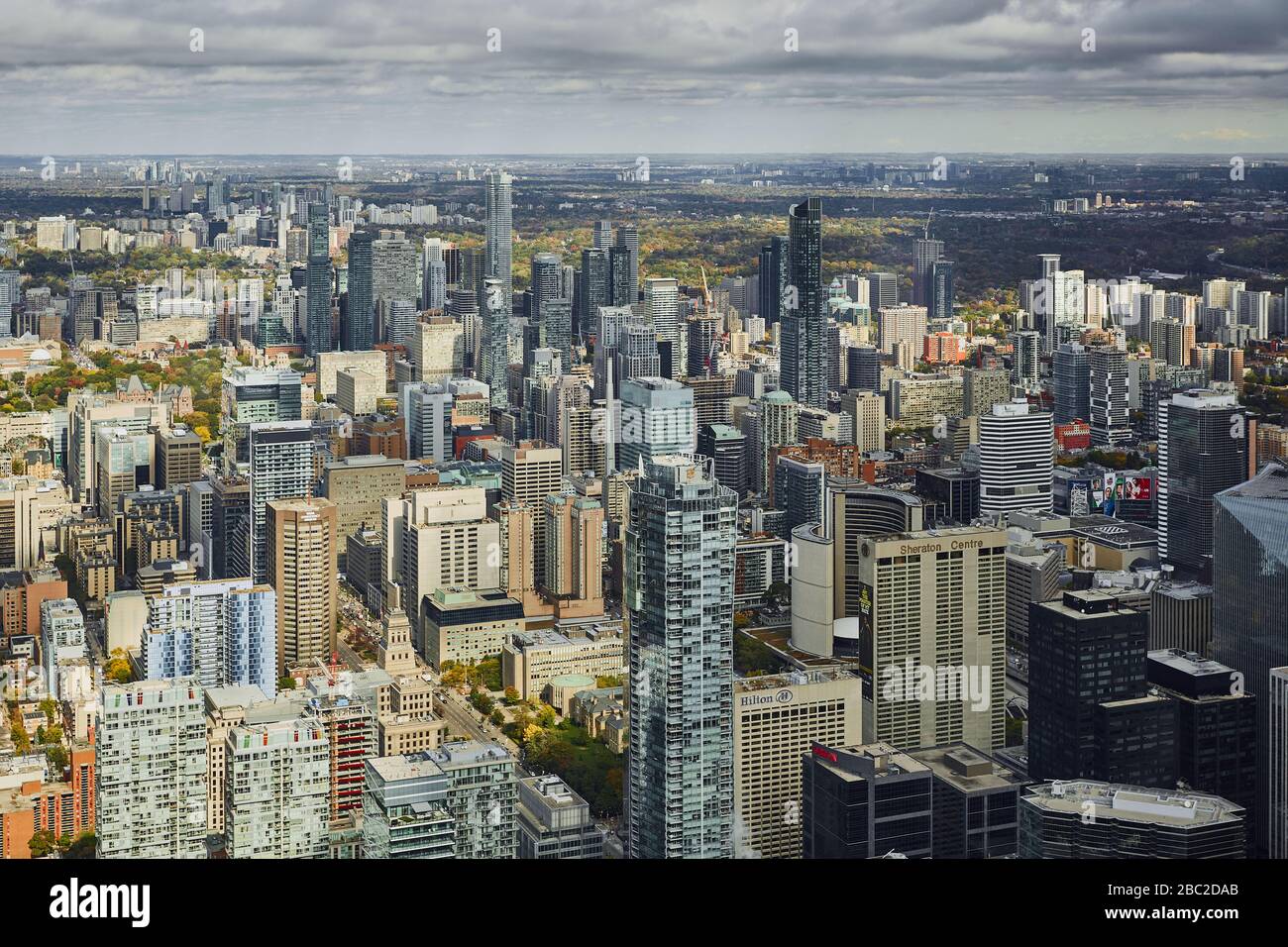 Looking out across Toronto from the CN Tower. Stock Photo