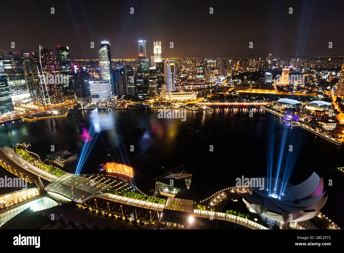 City night view from  Sands SkyPark Observation Deck, Singapore Stock Photo