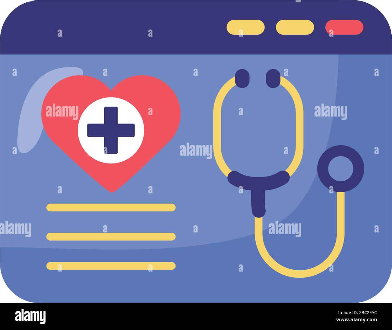 webpage with stethoscope health online detaild style Stock Vector