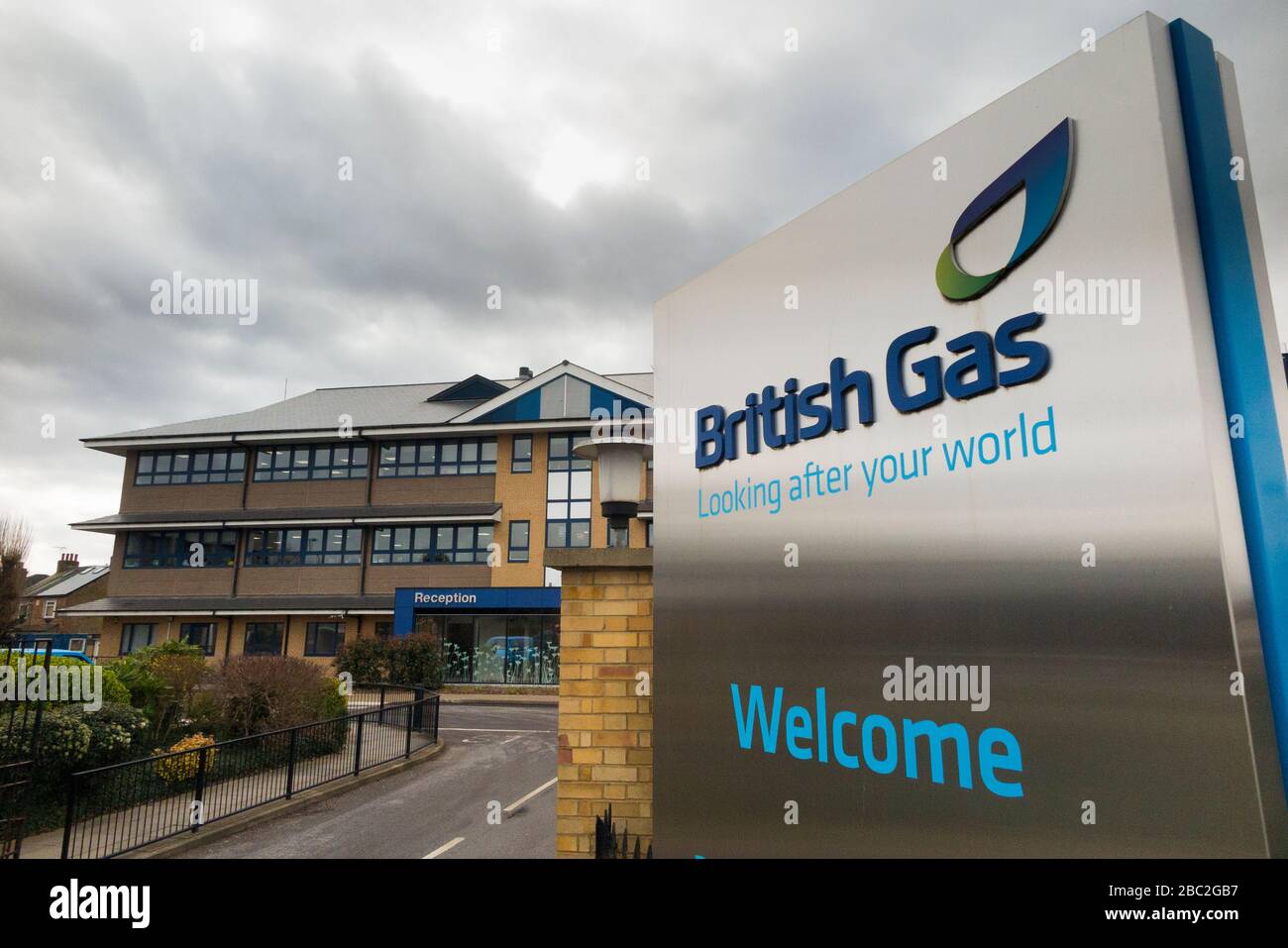British Gas office, near Staines on Thames. Lakeside, The Causeway, Staines-upon-Thames, Staines TW18 3BF. UK. BG is a subsidiary of Centrica plc. (116) Stock Photo