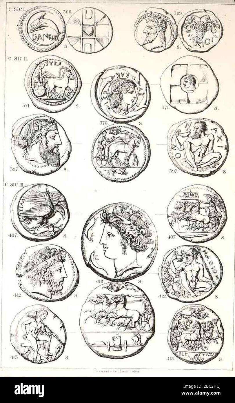 Griechische Münzen von Carl Leonhard Becker. Stock Photo