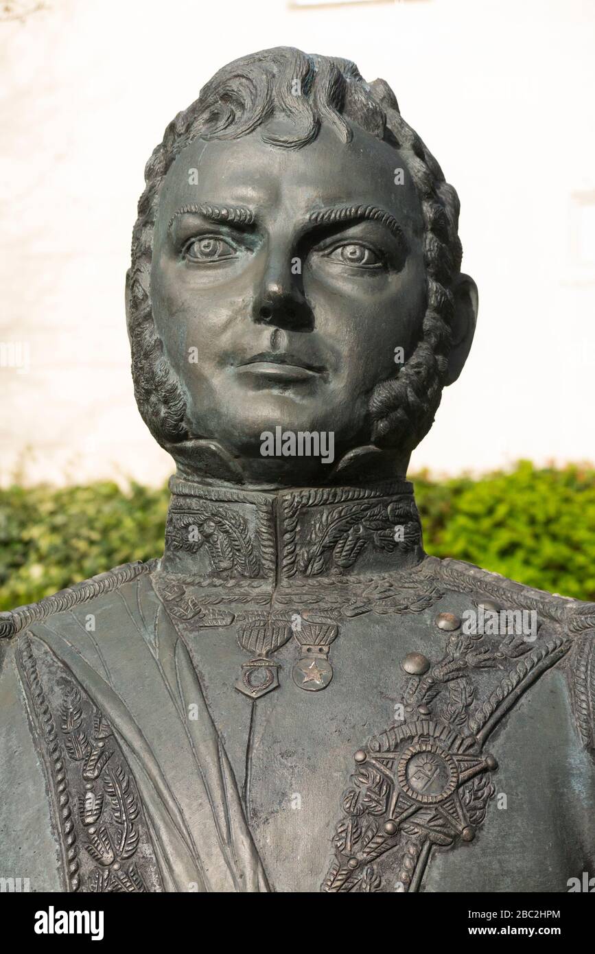 Statue / bust of General Bernardo O'Higgins in Richmond upon Thames, Surrey. UK. (116) Stock Photo