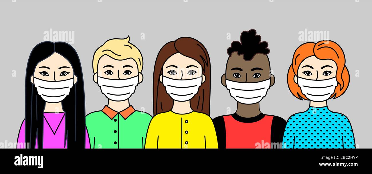 Men And Women Wearing Face Masks, People Of Different Nationalities