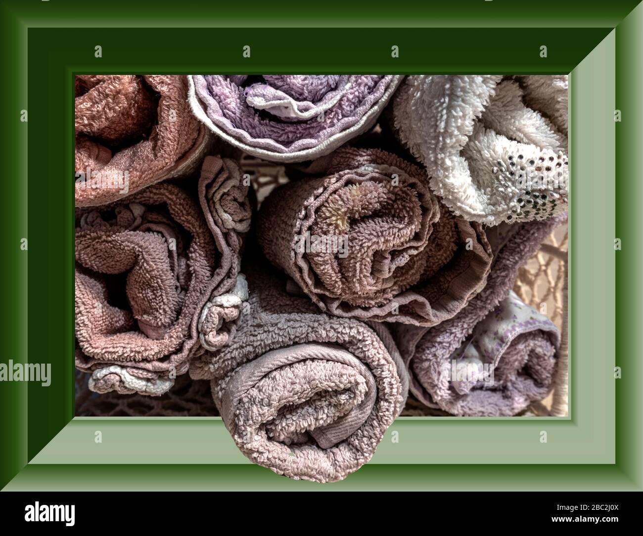 decorative hand towels with frame Stock Photo Alamy