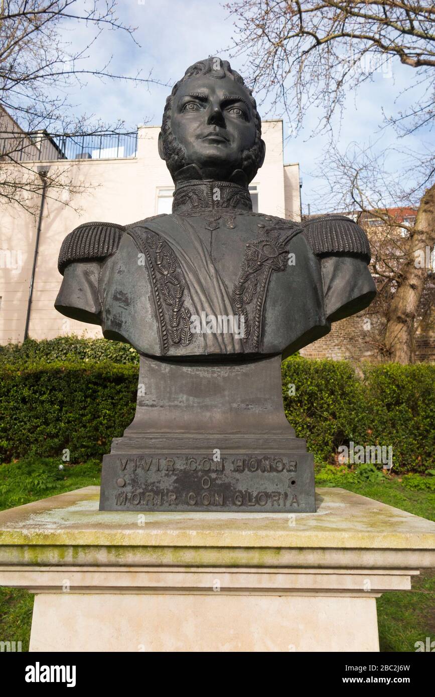 Statue / bust of General Bernardo O'Higgins in Richmond upon Thames, Surrey. UK. (116) Stock Photo