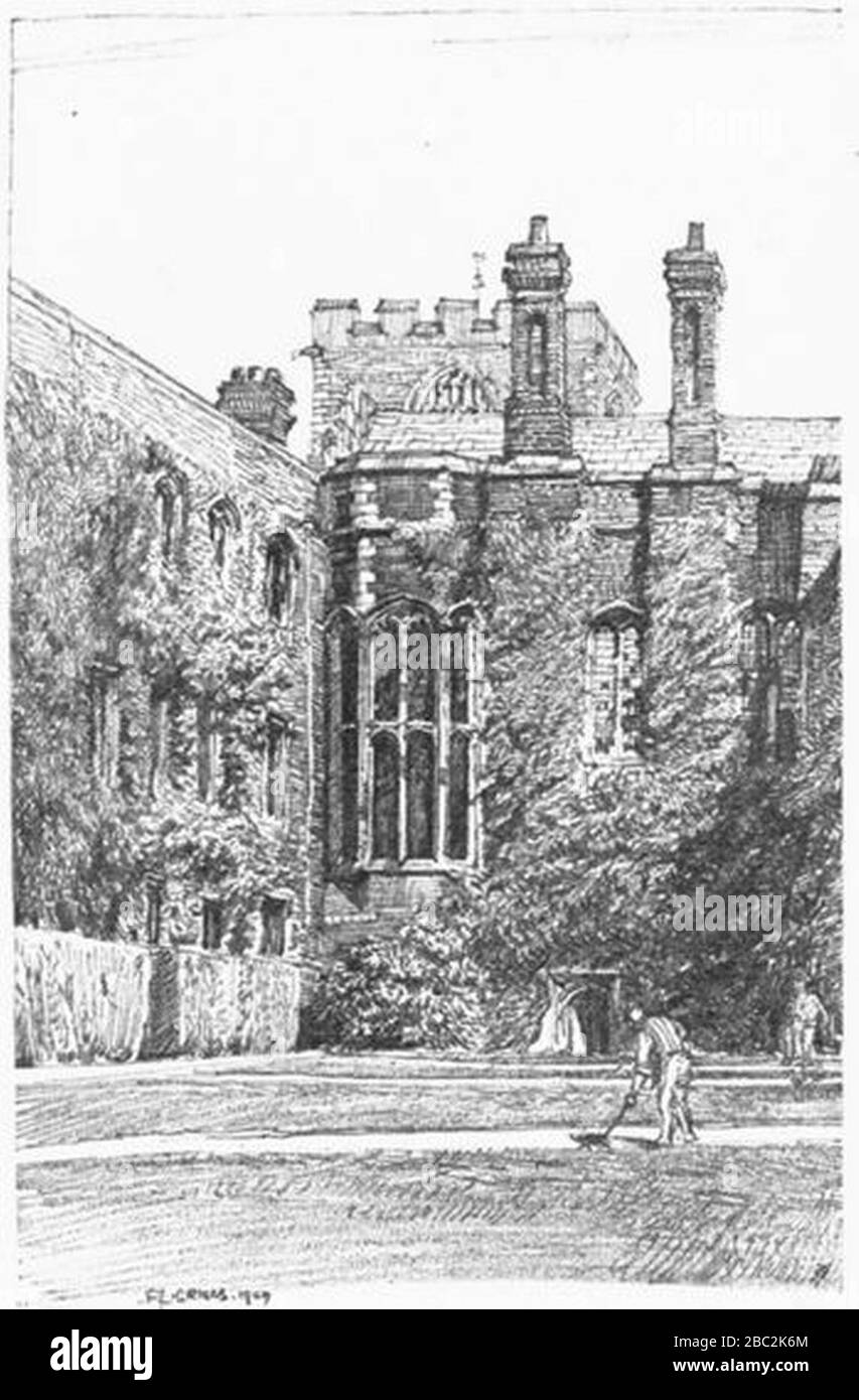 Griggs 1910 - The Back Court Jesus College Stock Photo