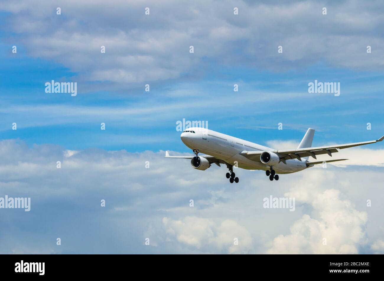 Barcelona, Spain; May 18, 2019: Airbus A330 aircraft of the Hi Fly Malta company, landing at Barcelona's El Prat airport Stock Photo