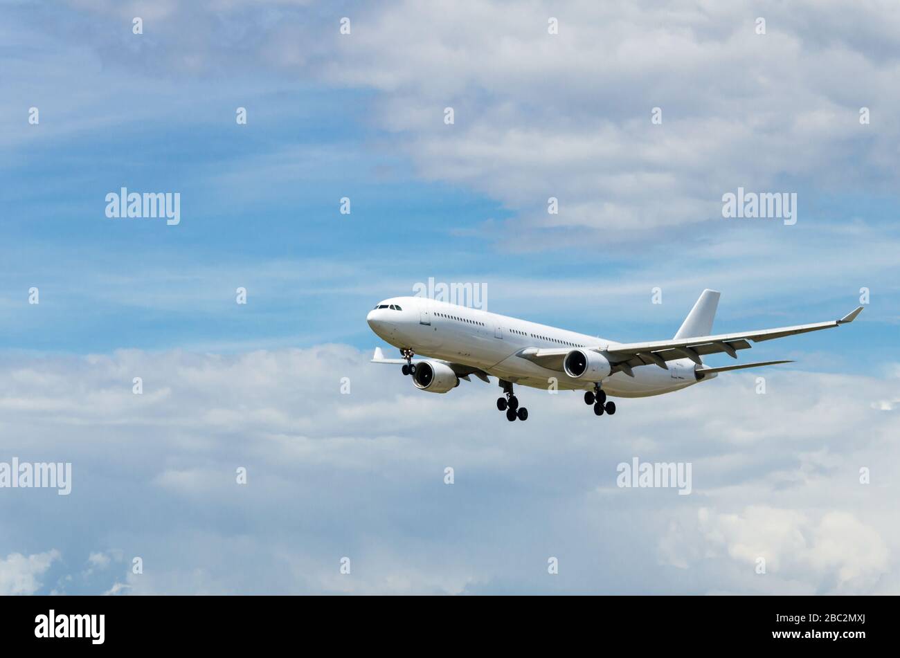 Barcelona, Spain; May 18, 2019: Airbus A330 aircraft of the Hi Fly Malta company, landing at Barcelona's El Prat airport Stock Photo