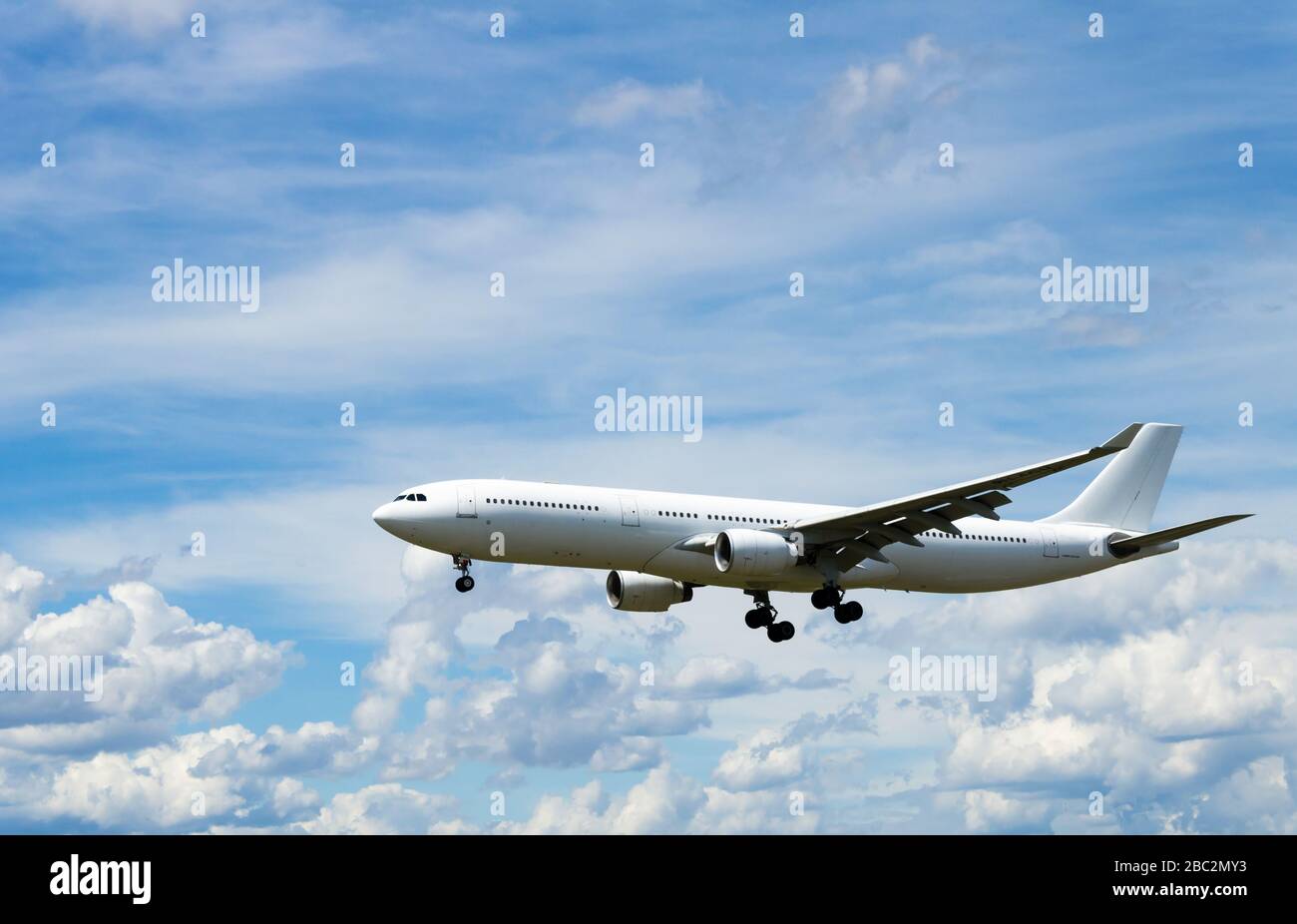 Barcelona, Spain; May 18, 2019: Airbus A330 aircraft of the Hi Fly Malta company, landing at Barcelona's El Prat airport Stock Photo