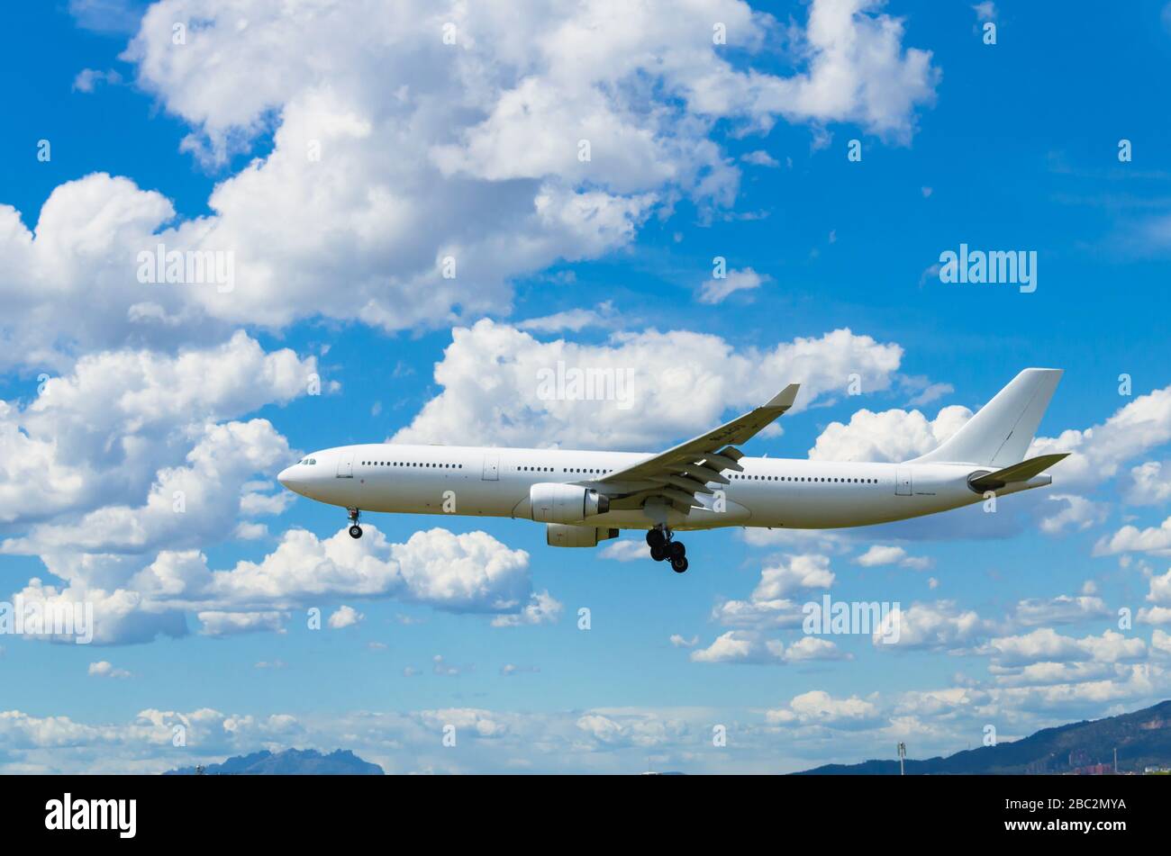 Barcelona, Spain; May 18, 2019: Airbus A330 aircraft of the Hi Fly Malta company, landing at Barcelona's El Prat airport Stock Photo