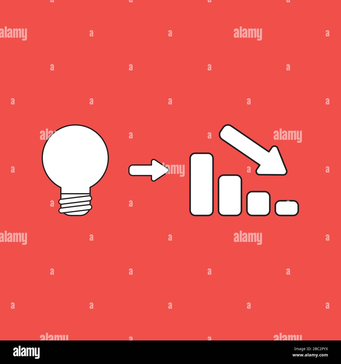 Vector illustration concept of light bulb idea with sales bar chart ...