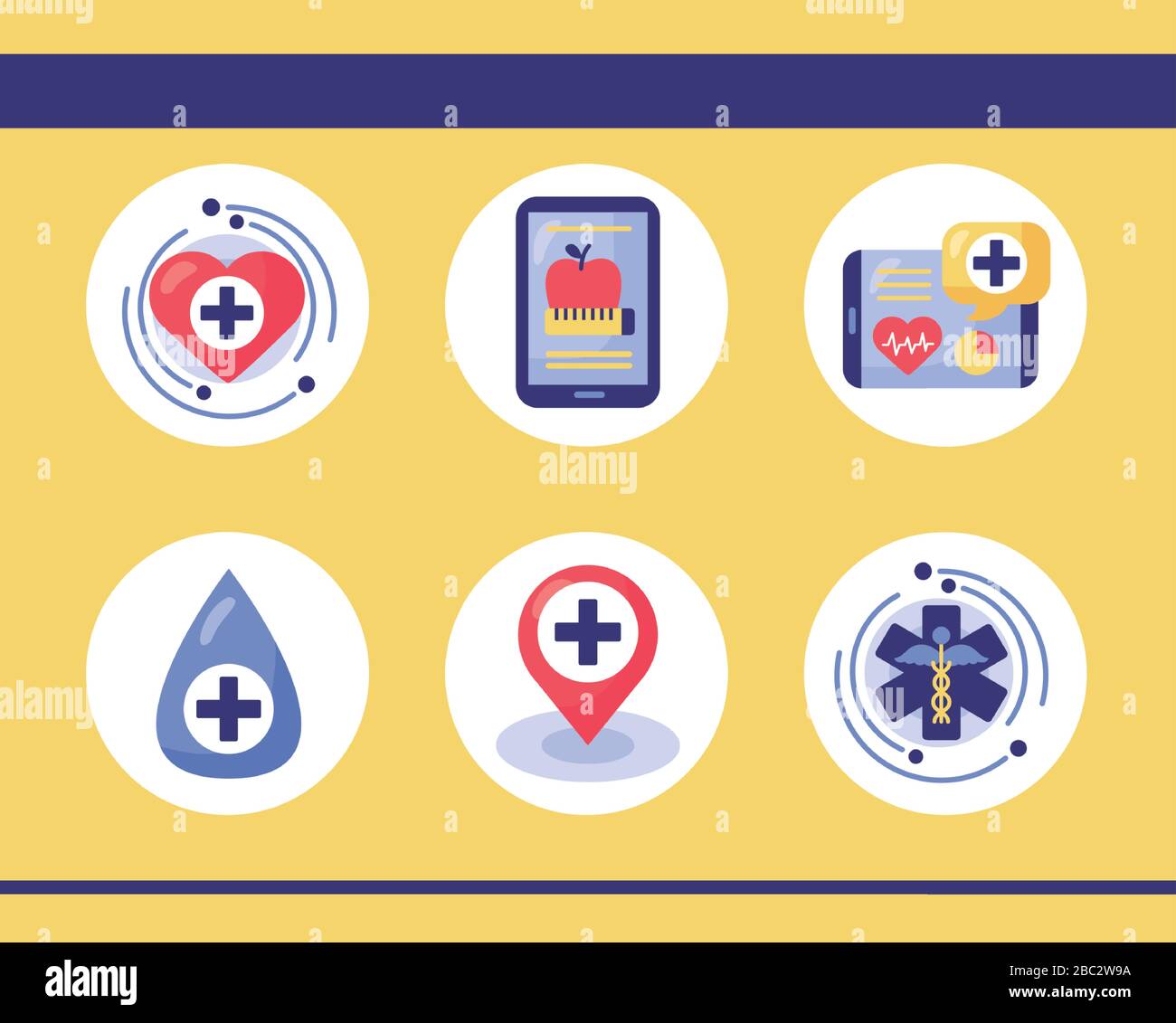 bundle of health online set icons Stock Vector Image & Art - Alamy