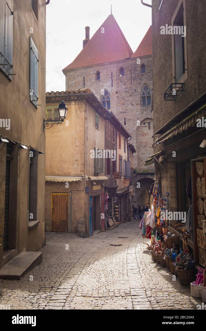 The old town centre of  Carcassonne Aude France Stock Photo