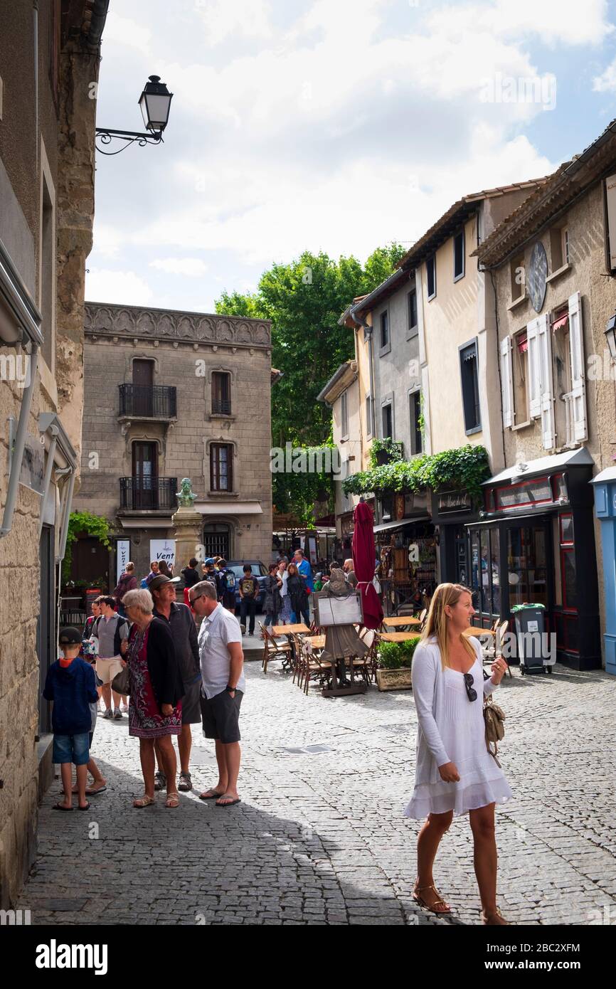 Tourists around the old town centre of  Carcassonne Aude France Stock Photo