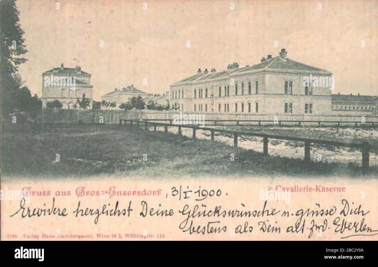 Groß-Enzersdorf Kavallerie-Kaserne. Stock Photo