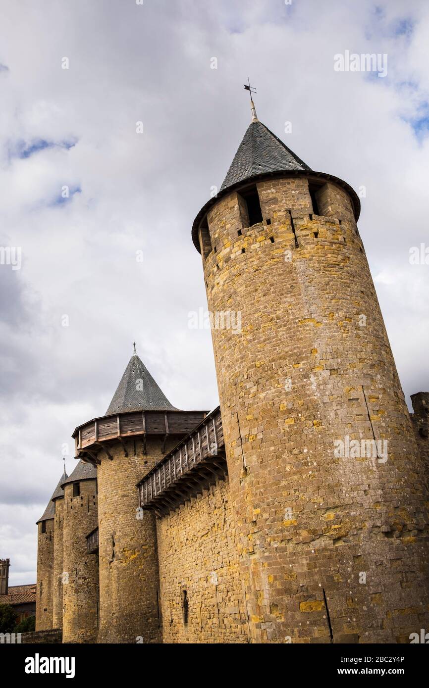 The fortified city Cité de Carcassonne Carcassonne Aude France Stock Photo