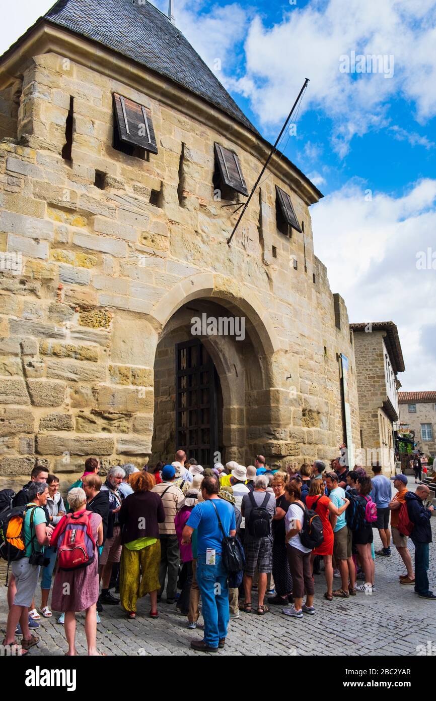 Tourists around the fortified city Cité de Carcassonne Carcassonne Aude France Stock Photo