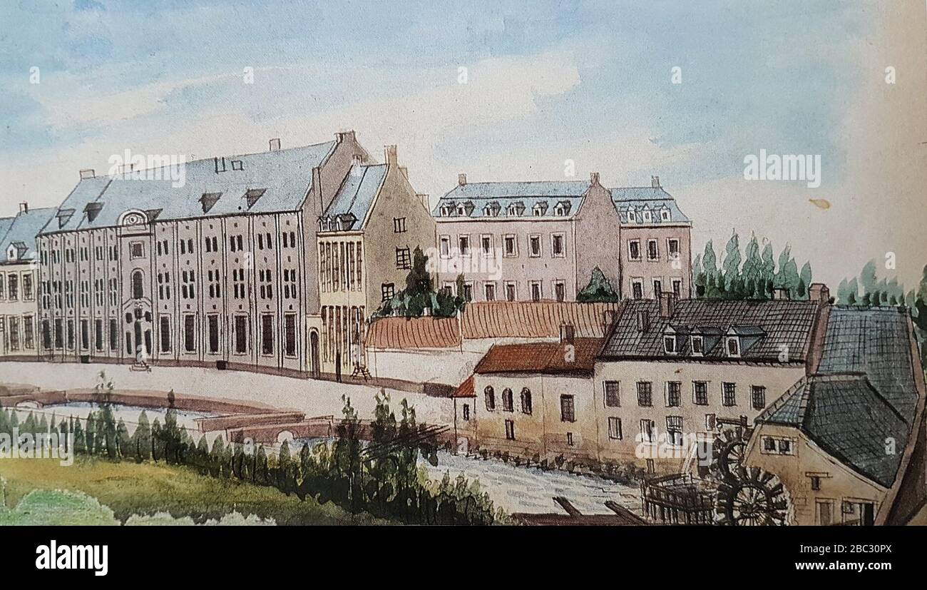 Grote Looiersstraat & Armenhuis, Maastricht (Ph v Gulpen, ca 1840). Stock Photo