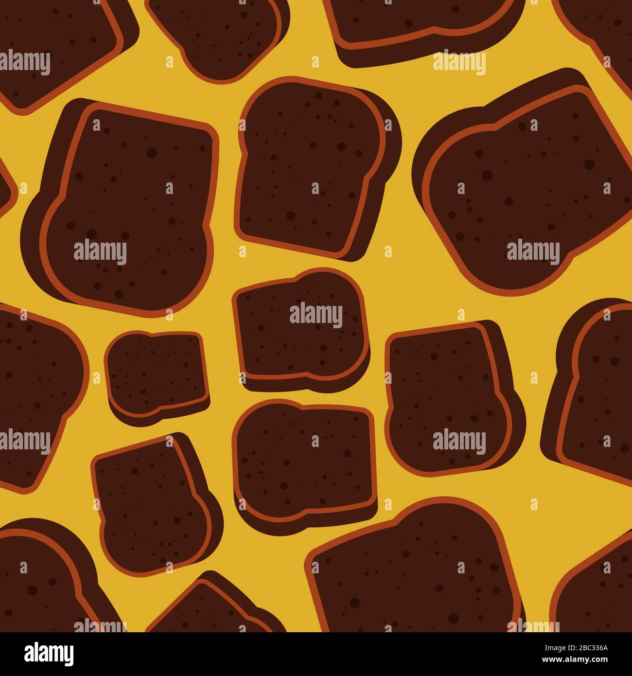 Burnt bread pattern seamless. Spoiled toasted toast background. Food vector texture Stock Vector