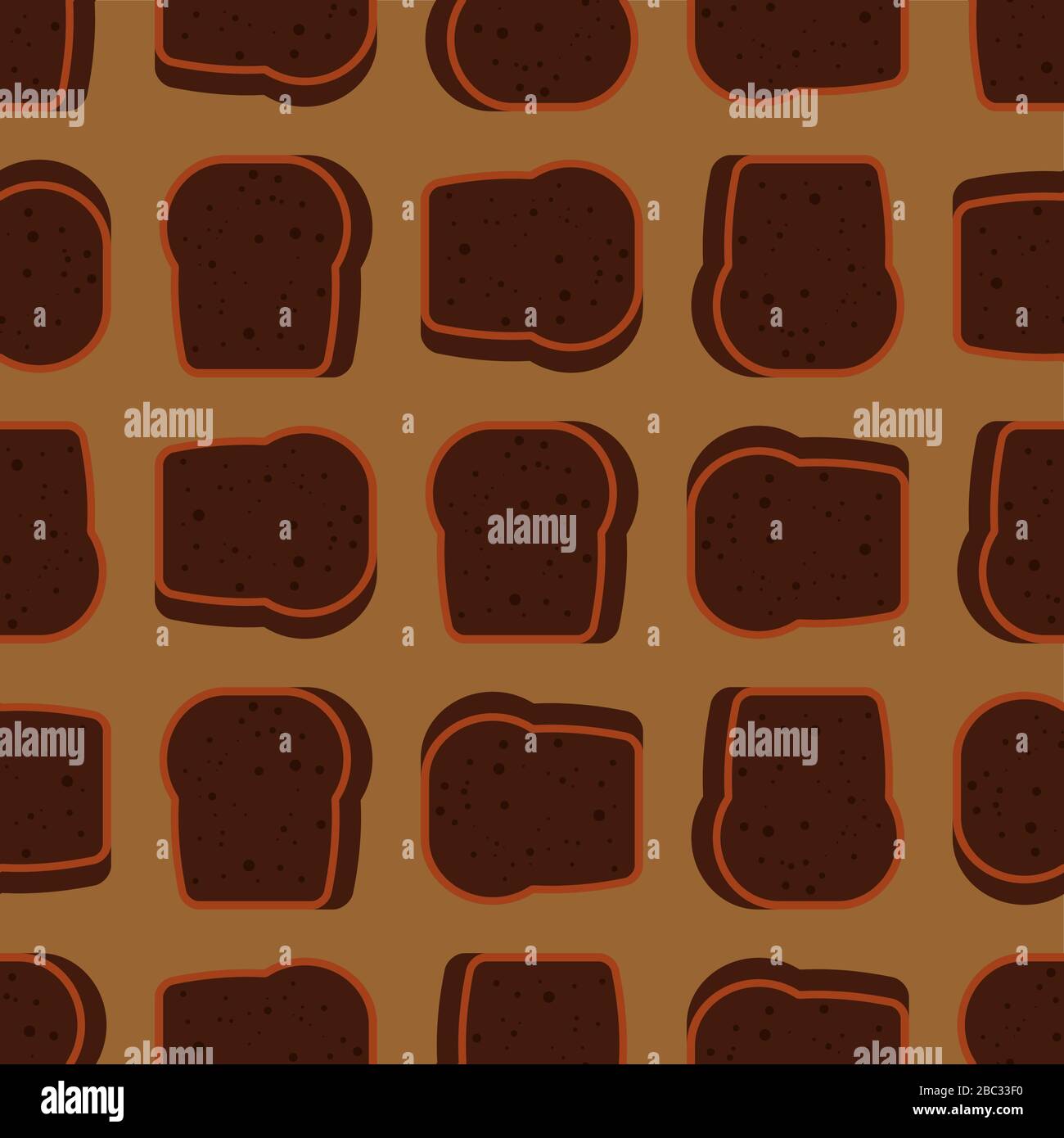 Burnt bread pattern seamless. Spoiled toasted toast background. Food vector texture Stock Vector