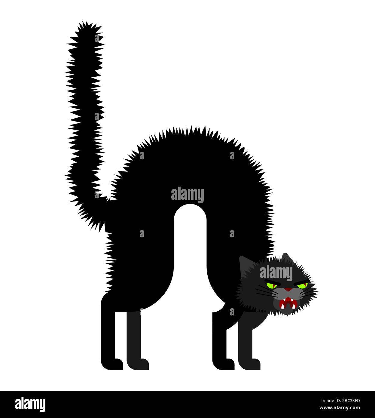 Angry cat. Attacker pet. Home Animal bully vector Stock Vector Image