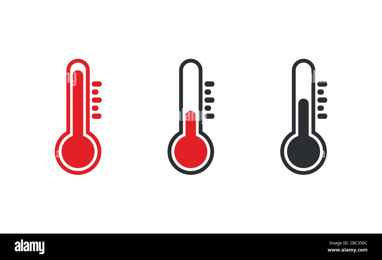 Cartoon flat style Heat thermometer icon shape. Hot Temperature