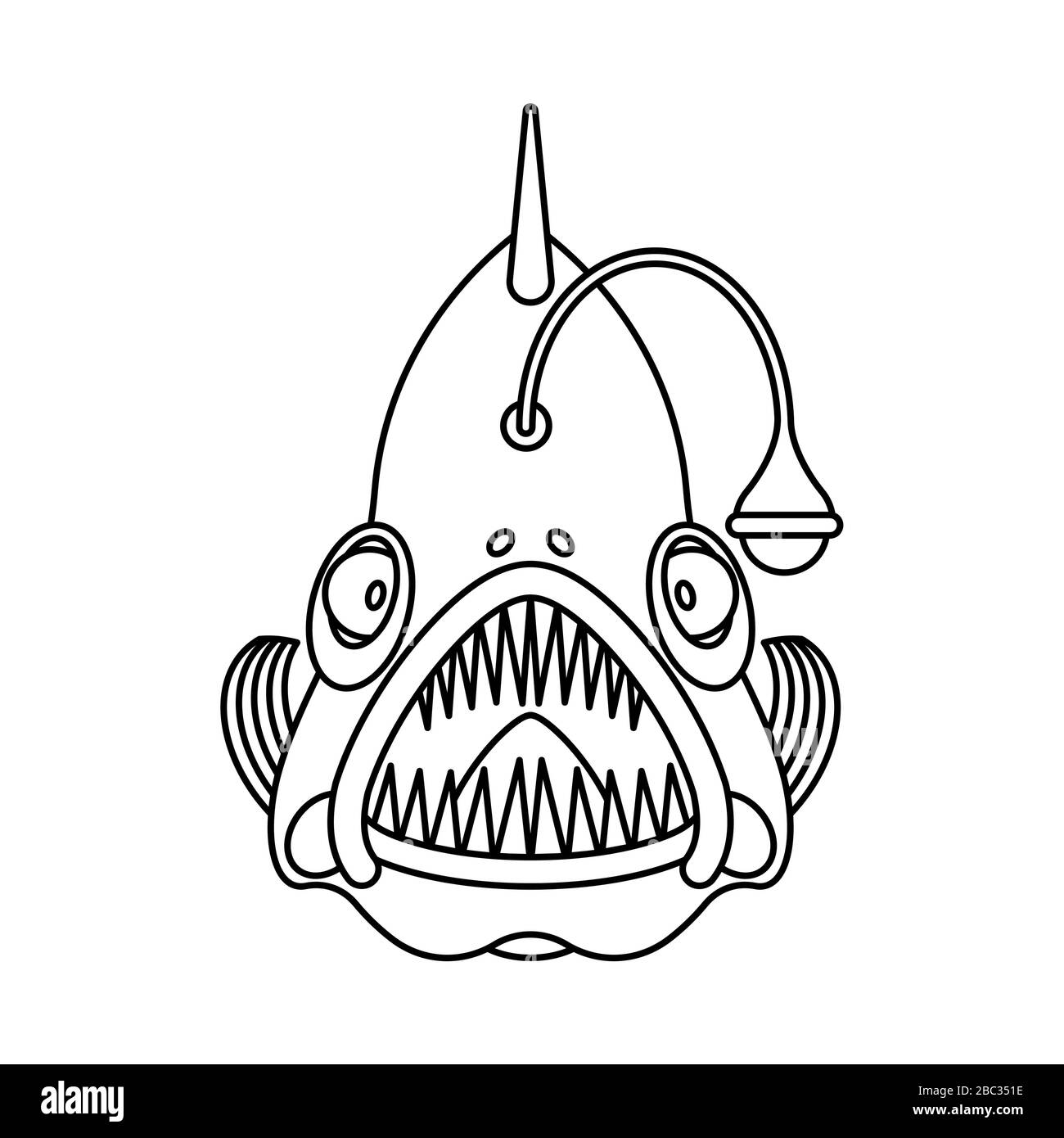 Deep sea fish. Angler isolated. vector illustration Stock Vector Image &  Art - Alamy