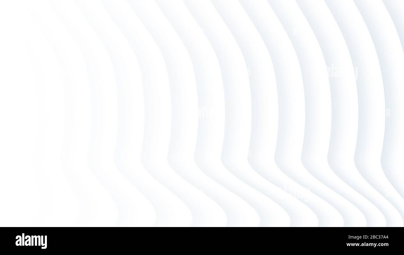 Abstract image of curvy or bent light gray lines on white background in 4k resolution. Rippled effect, copy space. Stock Photo