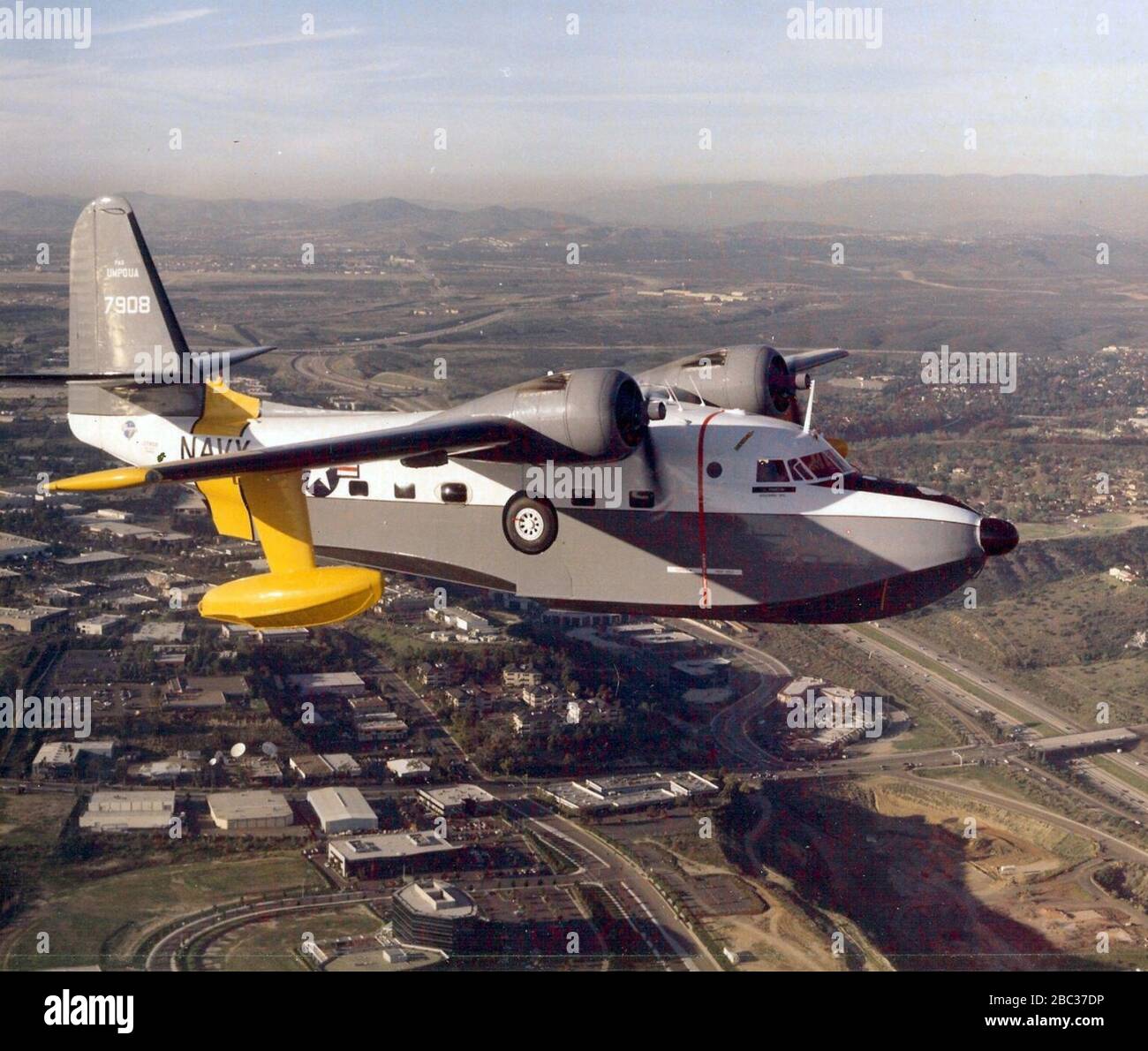 Grumman HU-16C Albatross Umpqua in flight. Stock Photo