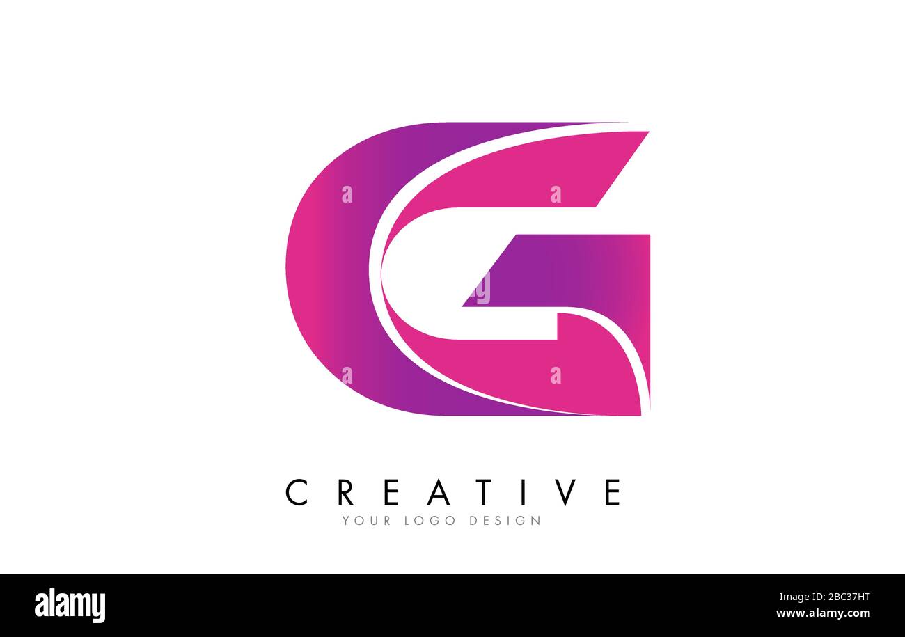 G Letter Logo Design with Ribbon Effect and Bright Pink Gradient ...