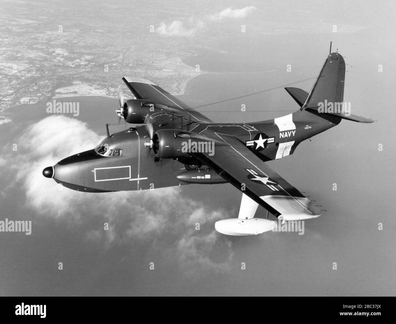Grumman UF-1 Albatross USN in flight 1950s. Stock Photo