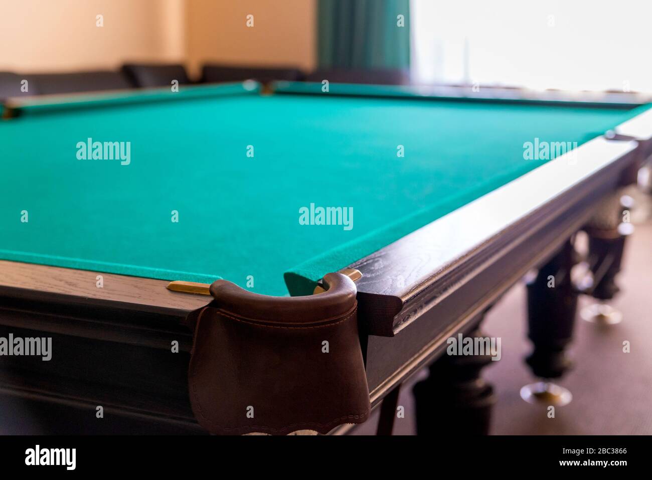 Pit of corner table snooker. Hole on billiard table Stock Photo Alamy