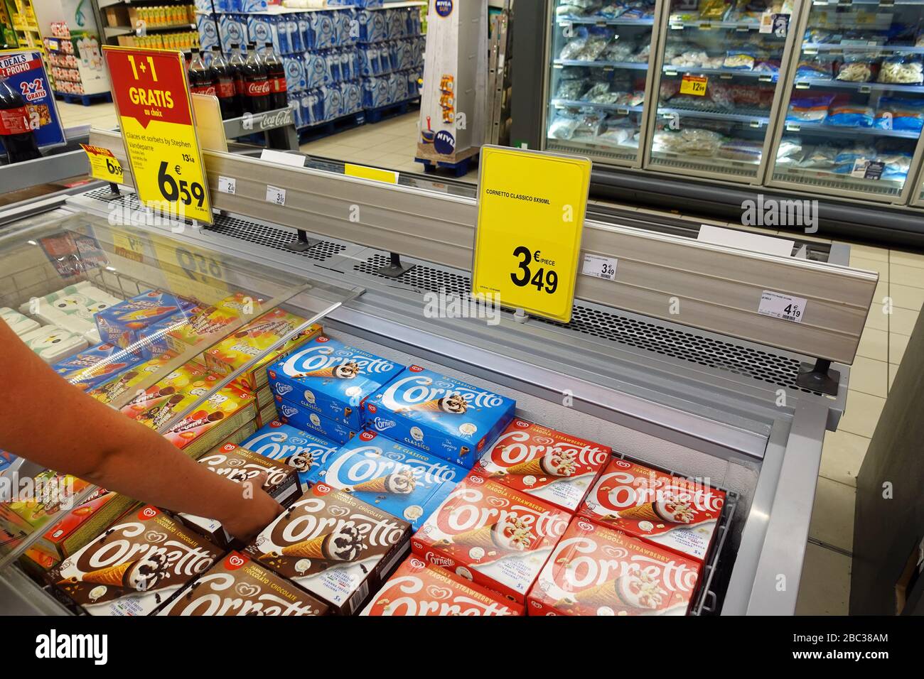 Ice creams in a supermarket Stock Photo