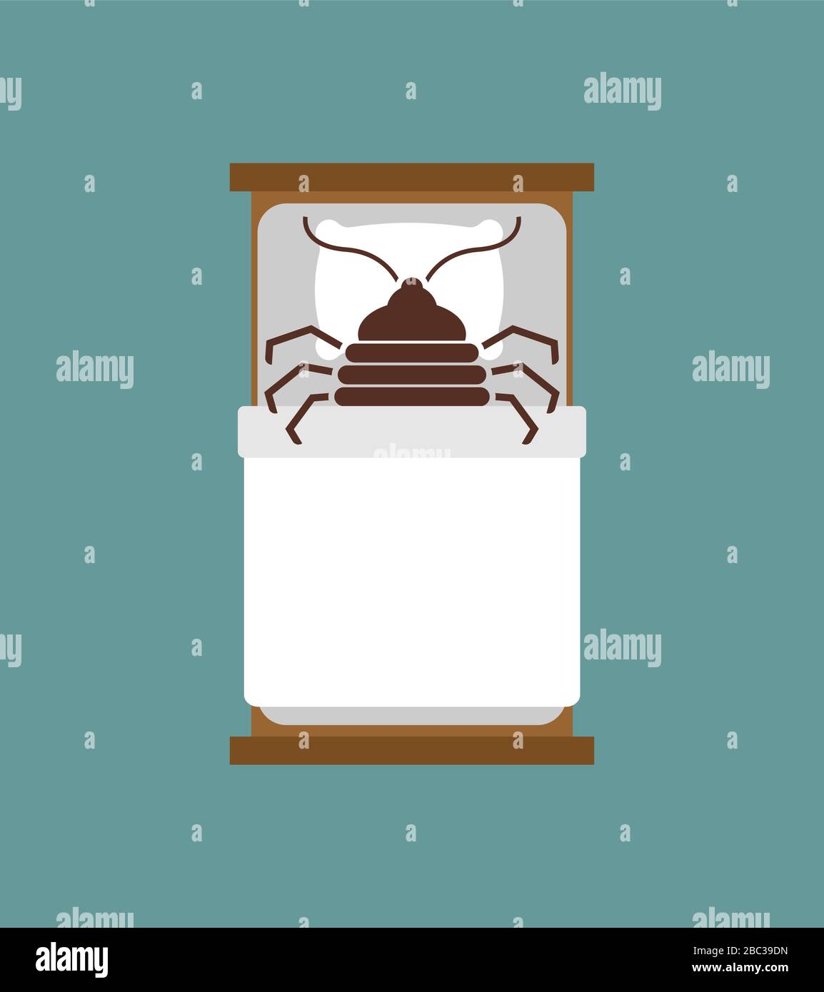 Bedbug in bed. chinch insect vector illustration Stock Vector