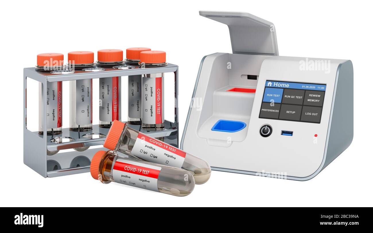 COVID19 testing concept. Labinabox test with nasal swab test tubes 3D rendering isolated on