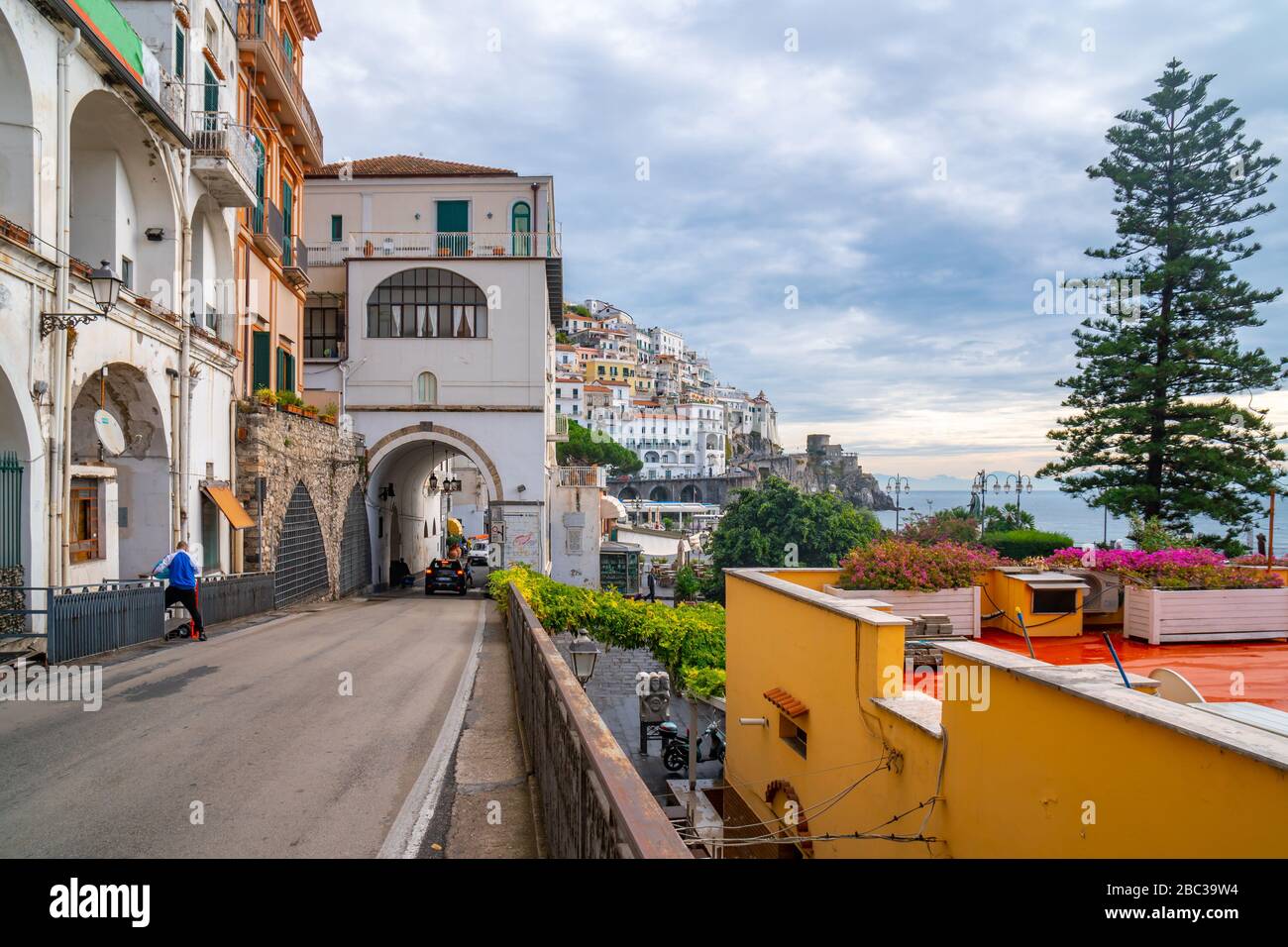 colorful houses on the slopes of the Amalfi coast, Italy Stock Photo