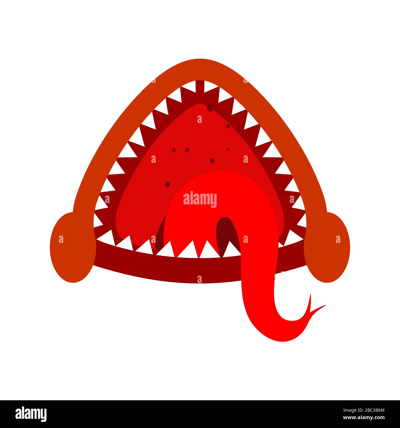 Angry mouth with teeth monster isolated. Scary Maw with Fangs Stock Vector