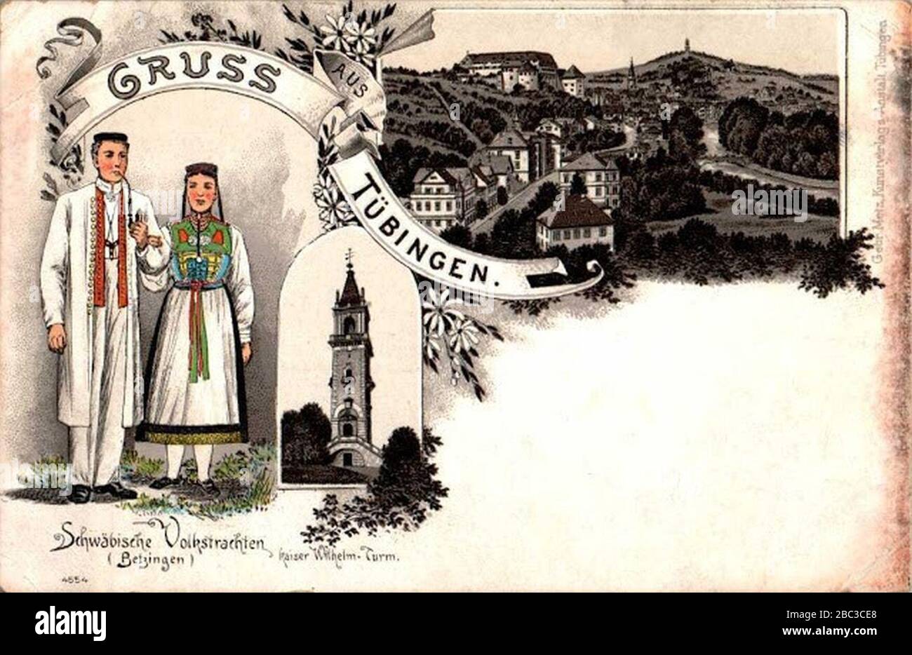 Gruß aus Tübingen (PK 4554 Gebr. Metz ca.1900). Stock Photo