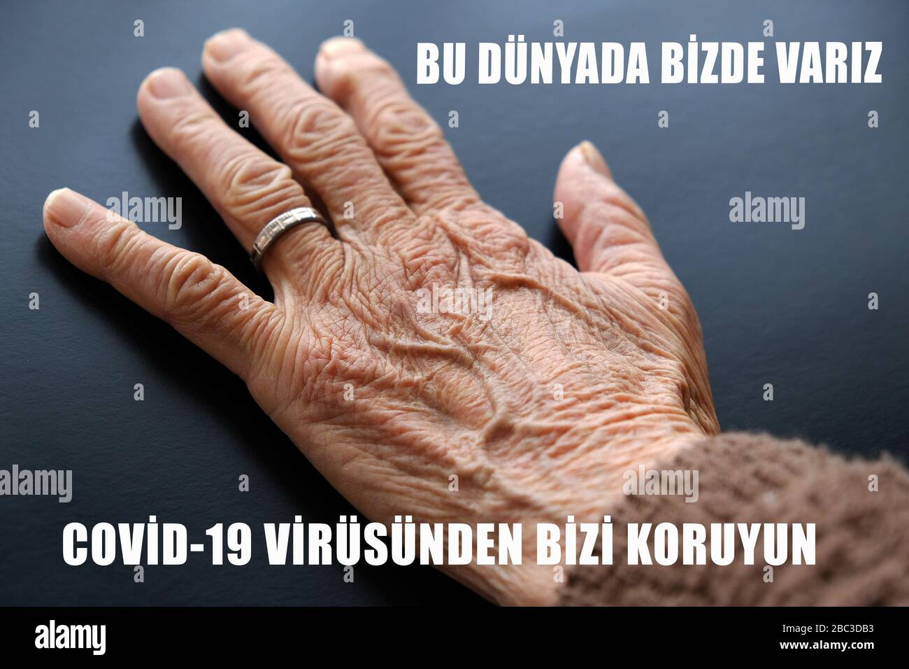 covid-19 virus and the elderly, Turkish warning studies on elderly, Stock Photo