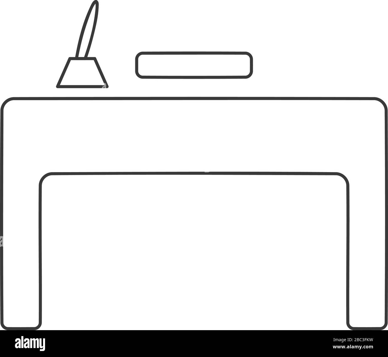 Office desk icon with pen holder in vector line drawing Stock Vector ...