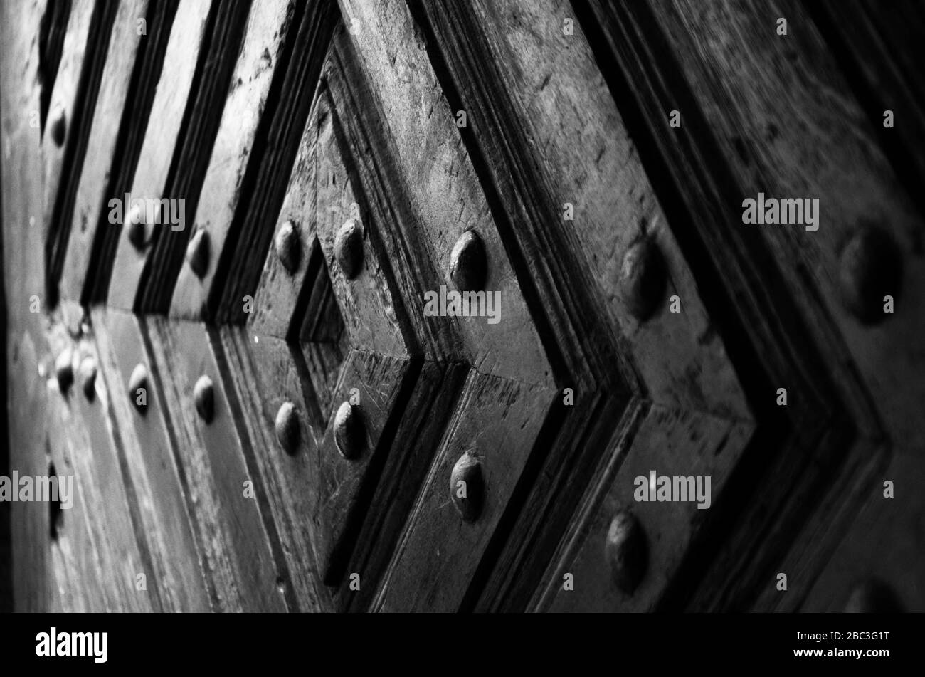 ancients doors close up view within the historical streets of Prague Stock Photo