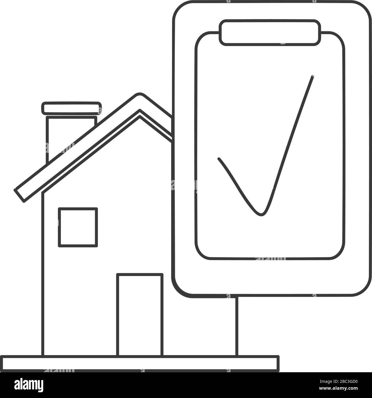 Home inspection icon vector with checklist line drawing Stock Vector ...